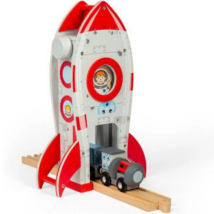 Vláčkodráha budova - Vesmírná raketa s výtahem (Bigjigs)