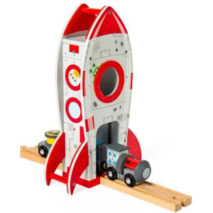Vláčkodráha budova - Vesmírná raketa s výtahem (Bigjigs)