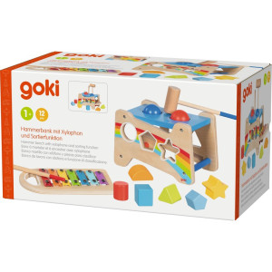 Zatloukačka - Multifunkční dřevěná s xylofonem (Goki)