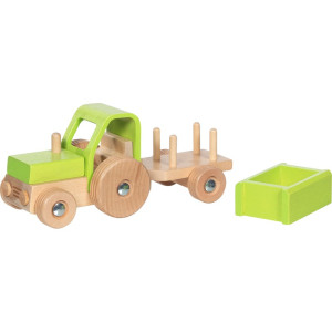 Auto - Dřevěný traktor s valníkem zelený (Goki)