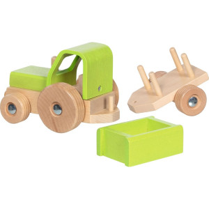 Auto - Dřevěný traktor s valníkem zelený (Goki)