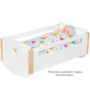 Kolébka pro panenky - Bílá se srdcem dřevěná (Goki)