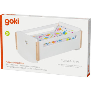 Kolébka pro panenky - Bílá se srdcem dřevěná (Goki)