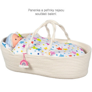 Postýlka pro panenky - Pletený košík přírodní (Goki)