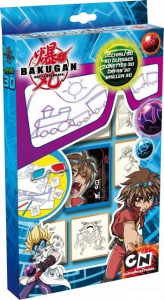 Razítka dřevěná - Bakugan, 5ks + 3D brýle (box)