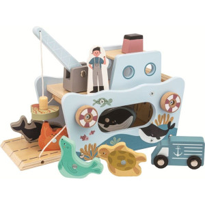 Loď dřevěná - Rybářská magnetická (2Kids Toys)