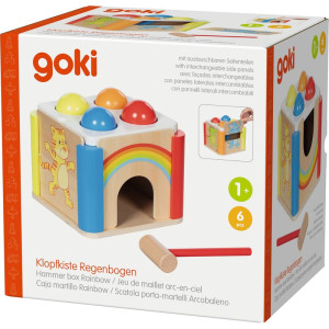 Zatloukačka - Dřevěná s koulemi Duha se zvířátky (Goki)