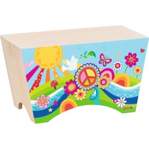 Hudba - Buben sedací dřevěný, Cajon Flower Power (Goki)