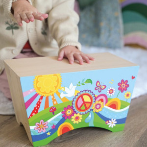Hudba - Buben sedací dřevěný, Cajon Flower Power (Goki)