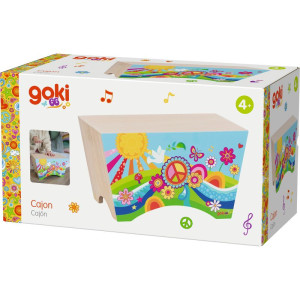 Hudba - Buben sedací dřevěný, Cajon Flower Power (Goki)
