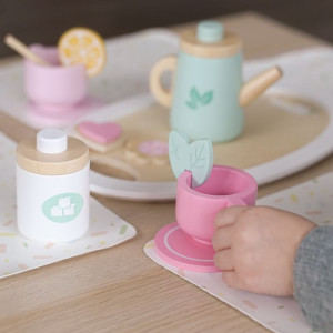 Nádobí dětské - Čajový set, Dřevěný pastelový (Goki)