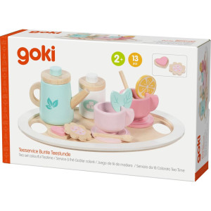 Nádobí dětské - Čajový set, Dřevěný pastelový (Goki)