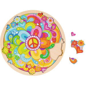 Hlavolam dřevěný - Puzzle na desce, Mandala Flower Power (Goki)