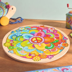Hlavolam dřevěný - Puzzle na desce, Mandala Flower Power (Goki)