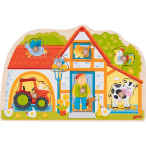 Puzzle vkládací - Farma dřevěné, 7ks (Goki)