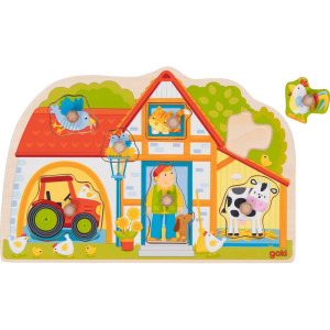 Puzzle vkládací - Farma dřevěné, 7ks (Goki)