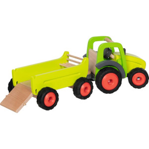 Auto - Dřevěný traktor s vlečkou, 45cm (Goki)
