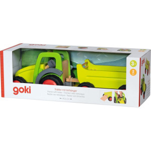 Auto - Dřevěný traktor s vlečkou, 45cm (Goki)