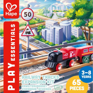 Vláčkodráha set kolejí - Velká sada s elektrickým vláčkem, 65 dílů (Hape)