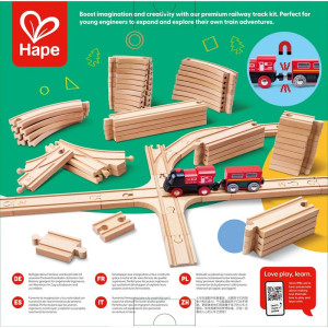 Vláčkodráha set kolejí - Velká sada s elektrickým vláčkem, 65 dílů (Hape)