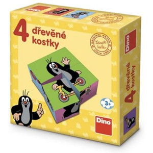 Kostky obrázkové 4ks - Krteček (Dino)