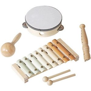Hudba - Muzikální set, 4 nástroje, Přírodní (2Kids Toys)