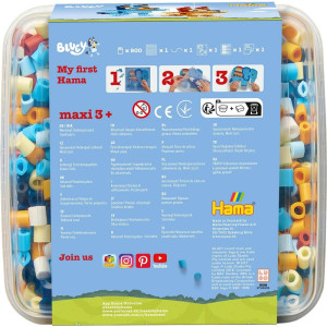Hama zažehlovací korálky - MAXI Kyblík, 900ks Bluey