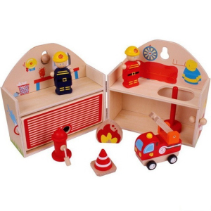 Hasičská stanice - V kufříku s figurkami (Bigjigs)