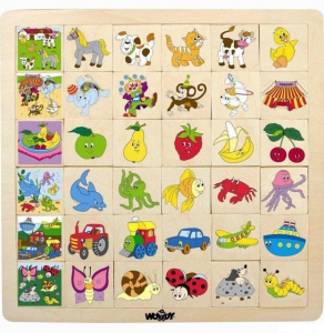 Puzzle výukové - Co kam patří, Mašinka-Cirkus, 36ks (Woody)