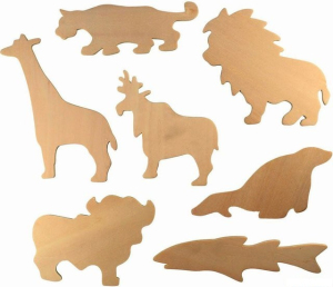 Kreslení - Šablony, Dřevěné ZOO, 7ks (Bigjigs)