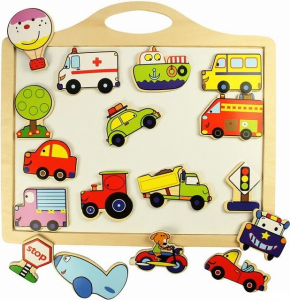 Magnetická tabule - S magnetky dopravních prostředků (Bigjigs)