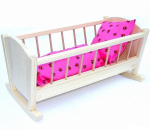 Kolébka pro panenky - Přírodní s peřinkami 40cm