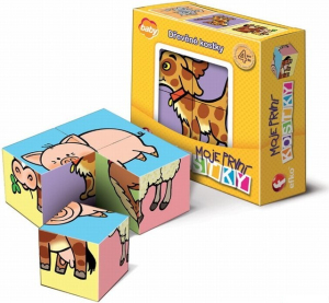 Kostky obrázkové 4ks - Moje první kostky, Na dvoře (Efko)