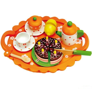 Krájení - Čajová souprava s dortem na tácu (Bino)