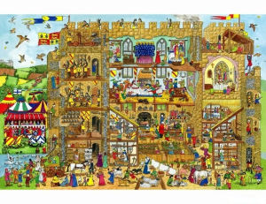 Puzzle dřevěné - Maxi, Život na hradě, 48ks (Bigjigs)