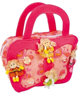 Kabelka filcová - Vyšívaná růžová "Dolly"