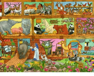 Puzzle dřevěné - Maxi, Noemova archa, 48ks (Bigjigs)