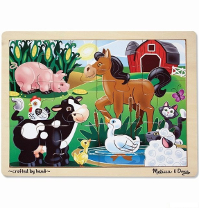 Puzzle na desce - Zvířátka na farmě, 12ks (M&D)
