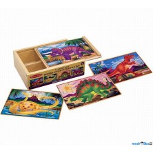 Puzzle dřevěné - V krabičce, Dinosauři, 48ks (M&D)