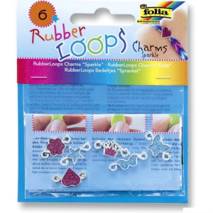 Gumičky pletací - Rubber Loops, Přívěsky třpytivé, 6ks (Folia)