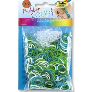 Gumičky pletací - Rubber Loops, Mix zelená, 500ks (Folia)