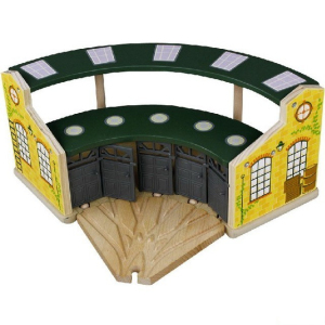 Vláčkodráha depa - Depo velké pětimístné zelené s dveřmi (Maxim)