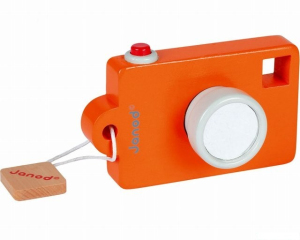 Fotoaparát dřevěný - Se zvukem, Oranžový (Janod)