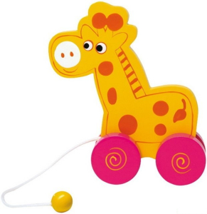 Tahací hračka - Žirafa s růžovými koly (Legler)