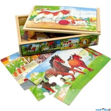 Puzzle dřevěné - V krabičce, Zvířátka, 48ks (Bino)
