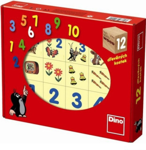 Kostky obrázkové 12ks - Krtek veselá čísla (Dino)