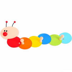 Věšák dřevěný - 3 háčky, Housenka (Bigjigs)