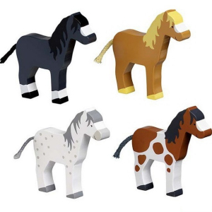 Zvířátka dřevěné – Koně, sada 4ks (Goki)