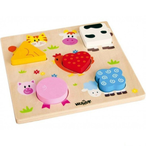 Vkládačka - Geometrickými tvary, Zvířátka (Woody)