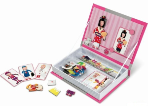 Puzzle magnetické - Kniha, Oblékání dívky (Janod)